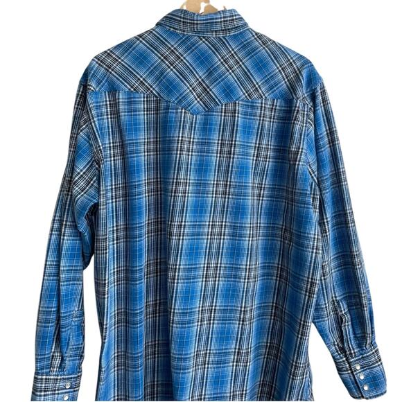 Vintage Wrangler Mens Shirt‎ Flannel Plaid Pearl Snap Cowboy Western Rodeo Ranch - Picture 4 of 9